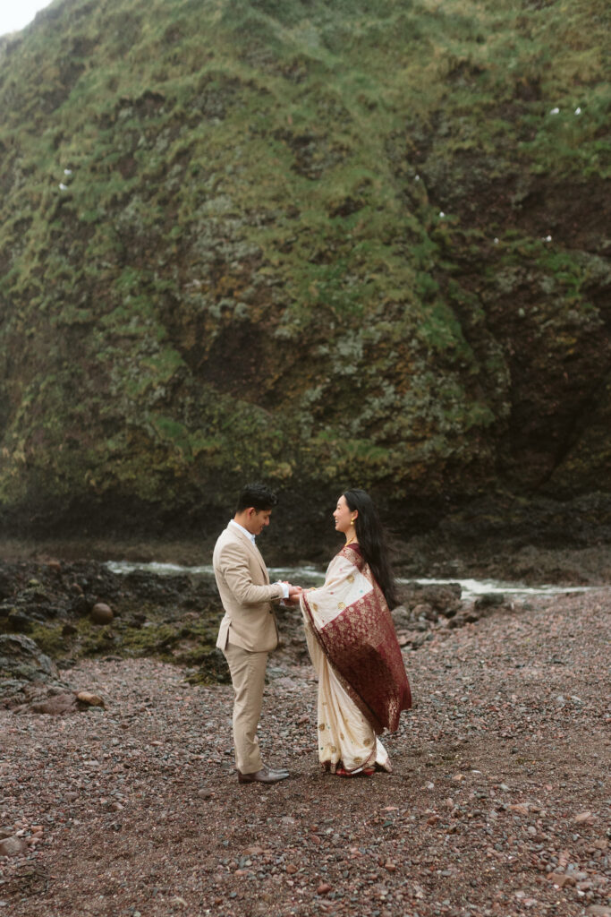 ceremony on the coast like stonehaven or gullane beach scotland