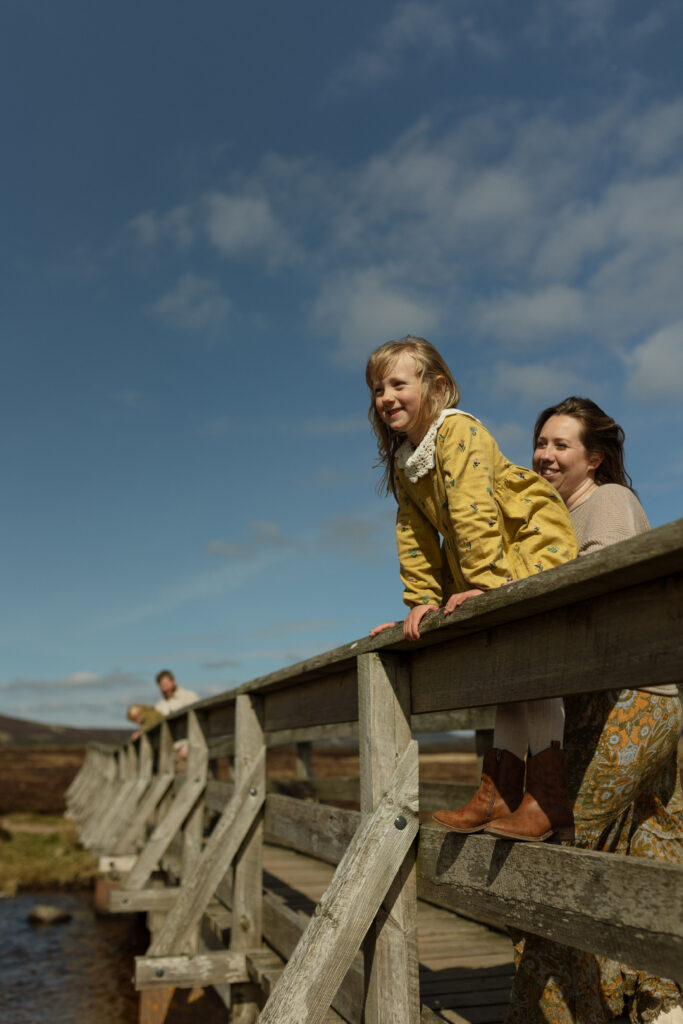 becoming a farm girl with mom on the bridge
