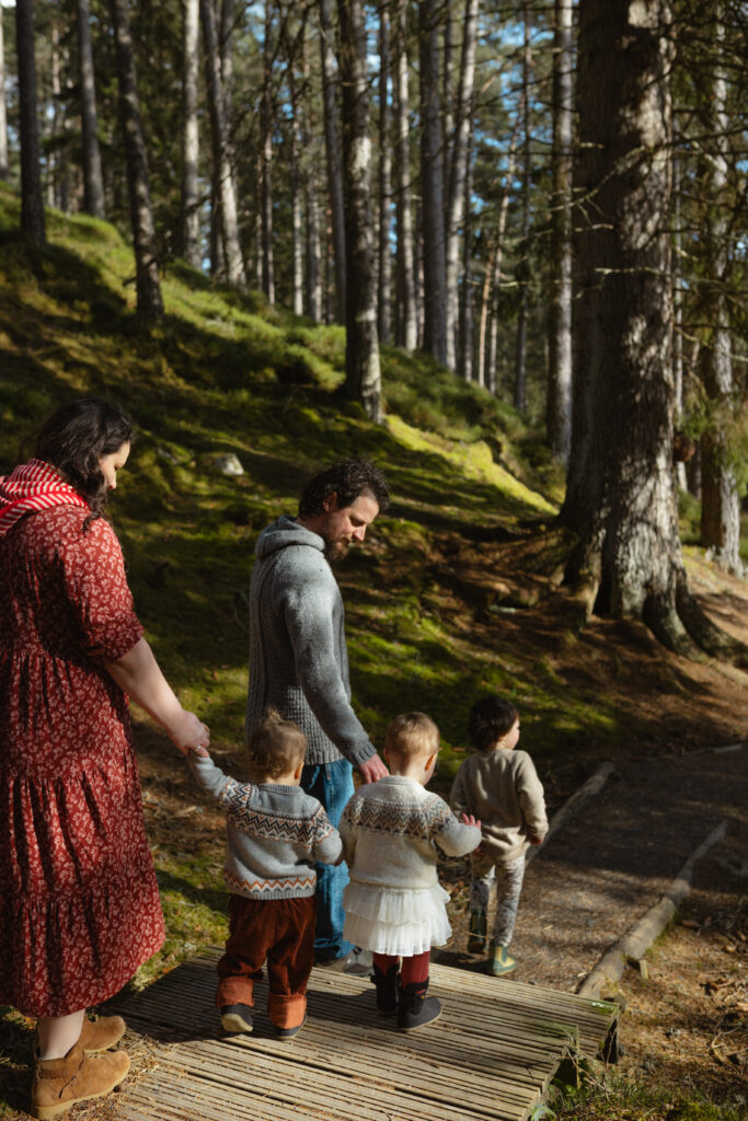 family photoshoot scotland wandering in a caledonian pine forest