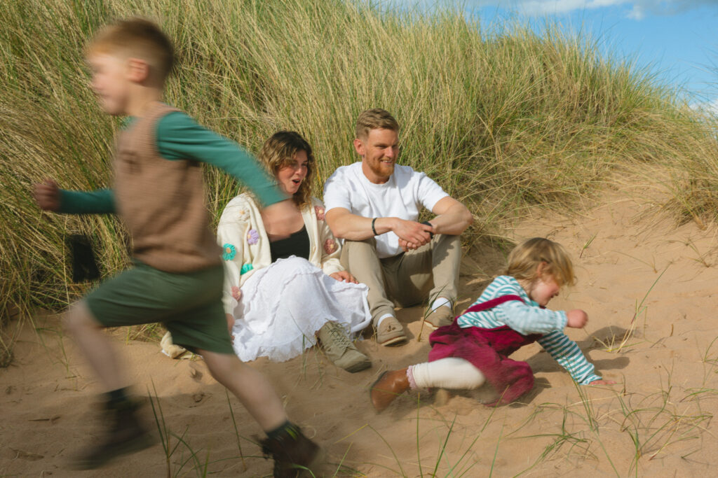 Balmedie Beach family photoshoot in sand dunes